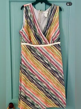 Monroe & Main Multi-Color Striped Sleeveless Wrap Dress